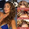 MISSJAY 32 Inch Ombre Highlight 13x4 HD Transparent Lace Front Wigs Human Hair Honey Blonde 4/27 Deep Wave Human Hair Wigs for Black Women Curly Wigs Pre Plucked with Baby Hair 180 Density