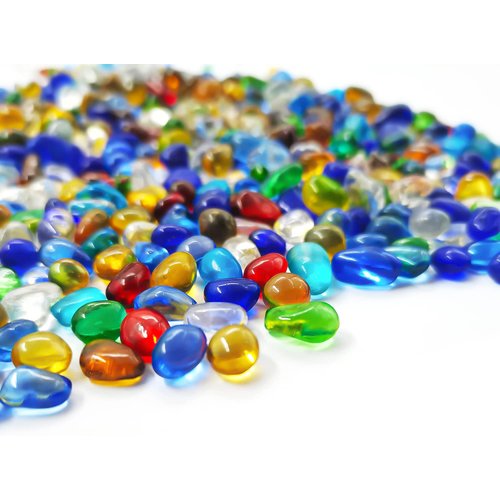 Keedolla Colorful Clear Sea Glass Pebbles Aquarium Gravel Fish Tank Rocks Small, Irregular Glass Gems Stones Beads Marble Pebbles Rock Sand for Garden|Vase Filler|Fish Turtle Tank Decorations