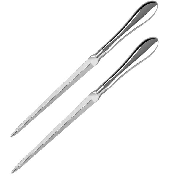 2 Pack Letter Opener, Envelope Open Slitter Metal Letter Opening Knife Silvery Hand Envelope Slitter for Home Office Supplies (9 Inch)