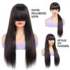 X-TRESS Black Wig with Bangs Human Hair,16Inch Straight Wigs with Bang Wear and Go Glueless Wig for Women,Full Machine Made No Lace Front Wigs 100% Human Hair Bang Wigs(16Inch)
