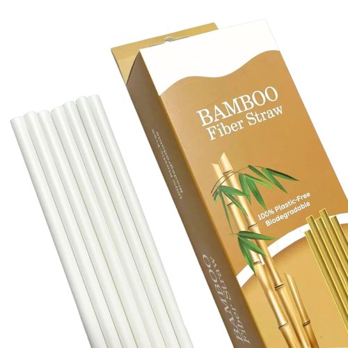 Compostable Bamboo Straws - 100 PCS 7.8'' Biodegradable Eco-Friendly Disposable Drinking Straws - Durable for Hot & Cold Beverages