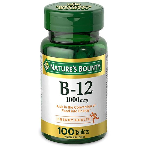 Nature's Bounty Natural Vitamin B12, 1000mcg Tablets, 100 Count, Pack of 3