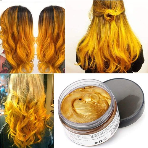 Mofajang Hair Wax Dye Styling Cream Mud, Natural Hairstyle Color Pomade, Washable Temporary, Gold