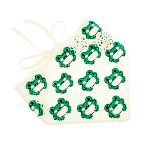 OSOPLAY Handmade Crochet Triangle Bandana with Cute Animal Patterns Elegant Adorable Kerchief (Frog)