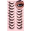 False Eyelashes Mink Lashes Natural Wispy Cat Eye Lashes Fluffy Eyelashes Pack 3D Strip Short Volume Fake Eyelashes 10 Pairs by Geeneiya