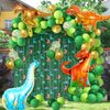 AIBIIN 95pcs Dinosaur Birthday Party Decorations for Boys Jungle Safari Dinosaur Foil Fringe Curtain Birthday Balloon Arch Garland Kit Three Rex T-Rex Birthday Baby Shower Party Decorations Balloons
