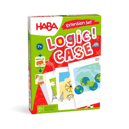 HABA Logic Case Extension Set: Vacation & Travel Ages 7+ Travel Games, Learning Toys, Flash Cards for Kids, Brain Teaser Puzzle Games