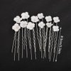 Teyglen Bride Wedding Hair Pins Flower Bridal Hair Clips Decorative Hair Jewelry Accessories Handmade Gold Silver White Flower Pearl Hair Pieces for Women Flower Girls (Pack of 12) (Silver)