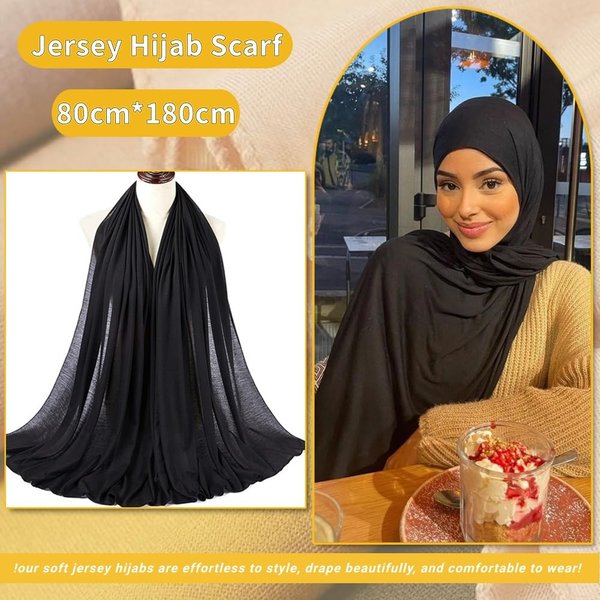 Ftoronaly Turban Head Wraps for Black Women Hair Wraps Stretch Soft Jersey Hijab Scarf Headwraps Headband Black