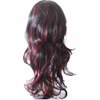 WeAlake Long Hair Wigs Wavy Curly 24" Glamorous Women Black Red Highlights Synthetic Cosplay Daily Party Clothing Wig with Wig Cap