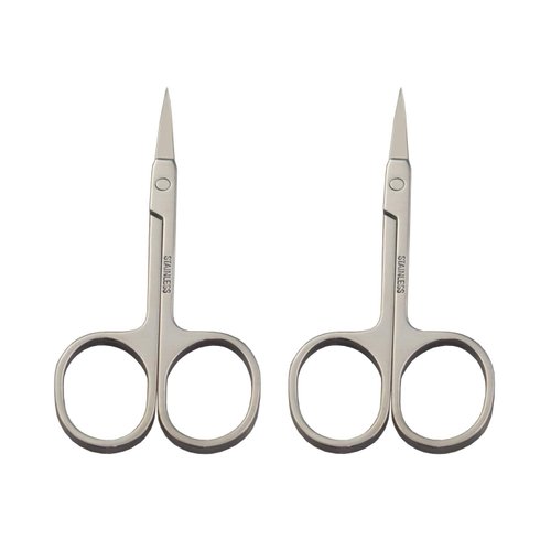 Motanar 2pcs Gold Silver Eyebrow Scissor Makeup Manicure Scissors Nails Cuticle Scissors Eyebrow Eyelashes Epilator Face Hair Removal Tools (Silver)