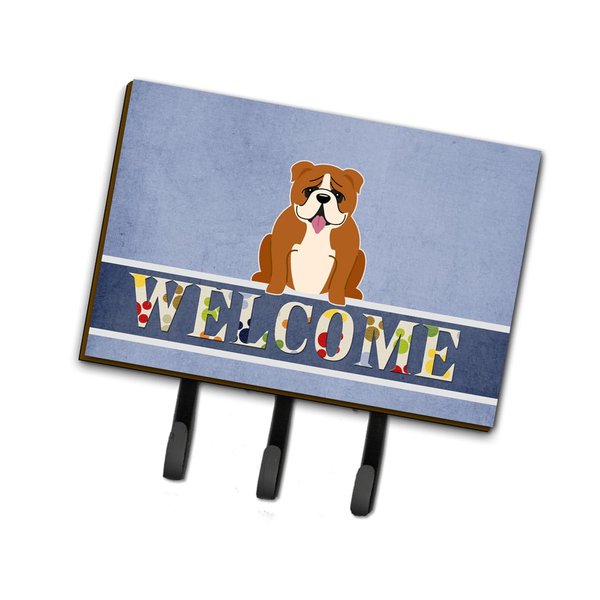Carolines Treasures English Bulldog Red White Welcome Leash or Key Holder Triple multicolor