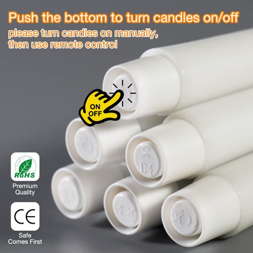 Eywamage White Dripping Wax Flameless Taper Candles with Remote, Flickering Battery Operated LED Candlesticks Set of 6