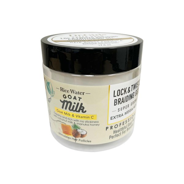 Generic R&B Collection Dr. Girls Rice Water Lock & Twists Braiding Gel/24 Hour Hold/Extra Mega Hold/Moisturizing (17.6 oz) - Goat Milk & Vitamin C