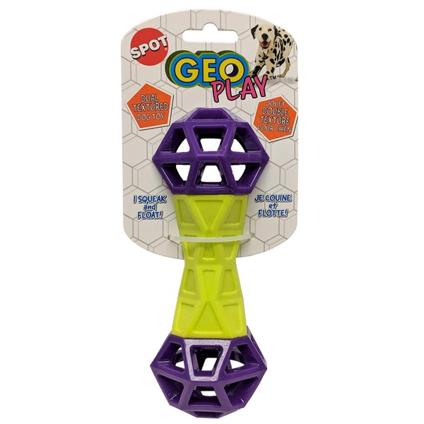 SPOT Geo Play Dual Texture Dog Toy Dumbbell