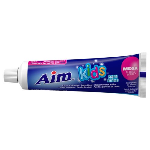 Aim Kids Mega Bubble Berry Flouride GEL Toothpaste 4.8 Oz (4 Pack)
