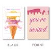 EUDOSI Ice Cream Birthday Party Invitations Supplies Fill-In Set of 20 with Envelopes Here's the Scoop Cone Birthday Bash Invites Cards, Double Sided