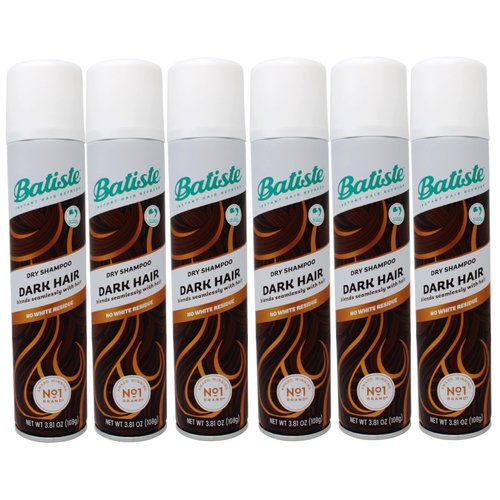 Batiste Instant Hair Refresh Dry Shampoo Dark Hair, Blends Seamlessly with Hair, No White Residue, 3.81 oz (Pack of 6)