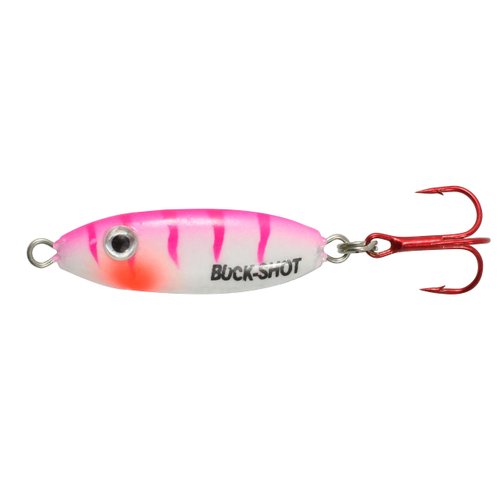Northland Fishing Tackle UV Buck-Shot Ice Fishing Rattle Spoon, UV Pink Tiger, 1/8 Oz, 1/Cd