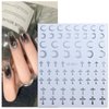 8 Sheets Silver Nail Art Stickers Decals Angel Wings Crosses Nail Stickers Sun Stars Moon Totem Design Nail Decals 3D Self-Adhesive Nail Stickers for Women Manicure Decoration