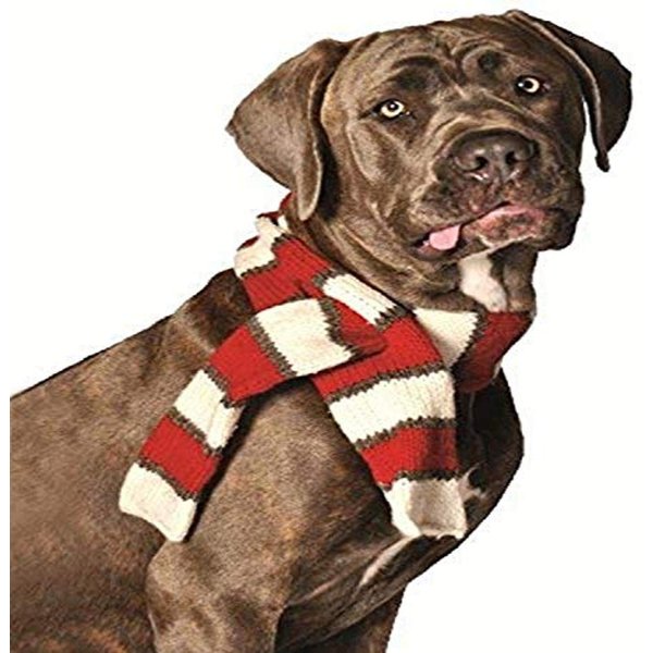 Chilly Dog White/Red Pet Scarf, Medium