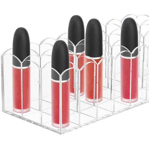 Hedume 2 Pack Lip Gloss Holder Organizer, 24 Spaces Acrylic Lip Gloss Organizer & Beauty Makeup Holder, Lipgloss Display Case for Tall Lip Gloss/Lipstick Products