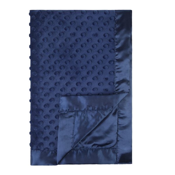 Pro Goleem Baby Soft Minky Dot Blanket with Silky Satin Backing Baby Gifts for Boys and Girls (Navy Blue, 30’’ x 40’’)