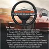XHRING Car Steering Wheel Cover for Ford Fusion Mustang Bronco/Bronco Sport Ranger Maverick Edge Explorer Escape Focus Ecosport Transit Connect Fiesta Taurus Flex Accessories, Black Leather 14 1/2-15"