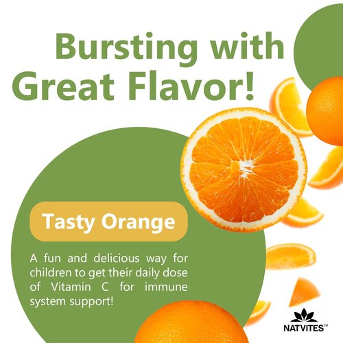 Natvites Vitamin C Gummies for Kids, Orange Flavored, Immune Support Supplement, Non-GMO, Gluten-Free, Vegan, Nut-Free, and Dairy-Free, 120 Count (Pack of 1)