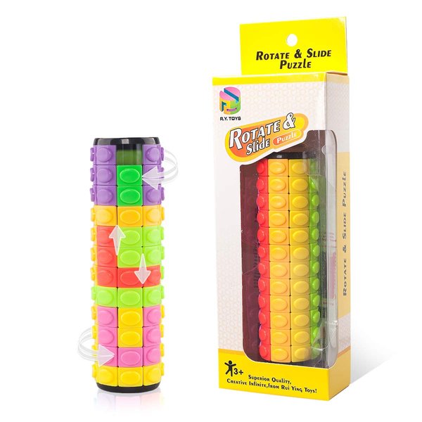 R.Y.TOYS Rotate and Slide Puzzle-Design Patent,Fidget Toys(Restore/Create) 8 Colors,12 Layers-Detach Piece for Quick Play,Brain Teaser,Sensory Toys,Stocking Stuffers