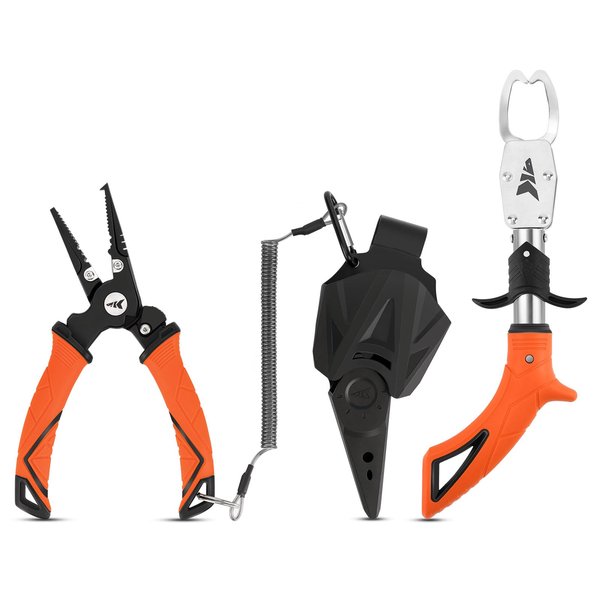KastKing Paradox 7.5" Fishing Pliers and 11" Fish Lip Gripper - Corrosion-Resistant Fishing Gear with Ergonomic and Spring-Loaded Handles, Fishing Tools Set with Line Cutter and Hook Remover