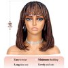 Lady Hanne Braided Bob Wigs for Black Women Short Box Braid Wig with Bangs Afro Braid Synthetic Ombre Brown African American Women Wig