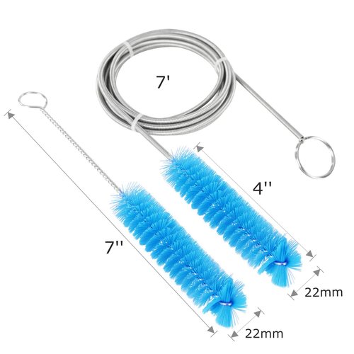 CPAP Tube Cleaning Brush-7 Feet Flexible + 7 Inches Handy Stainless Steel Wire Bristle Brush- Fits for Standard 22mm Diameter Tubing