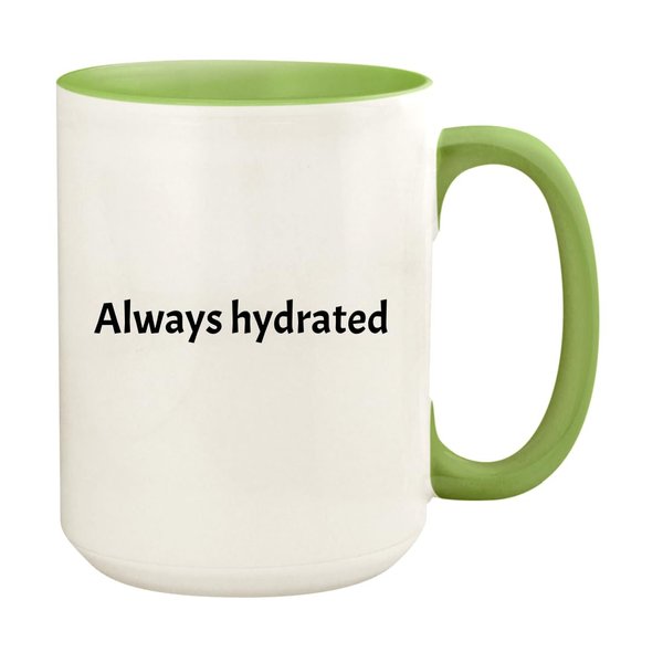 Knick Knack Gifts Always Hydrated - 15oz Ceramic Colored Handle and Inside Coffee Mug Cup, Light Green