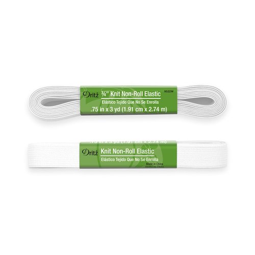 Dritz 9522W Non-Roll Knit Elastic, 3/4-Inch x 3-Yard, White