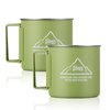 Bincoo 304 Stainless Steel Camping Cups Set of 2 - Enamel Coffee Mugs with Foldable Handles for Camping, Hiking, and Picnic, 10oz Capacity, Eco-Friendly and Sturdy. (Green)
