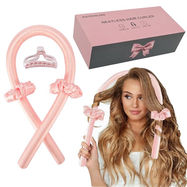 Heatless Hair Curlers for Long and Medium Hair,Silk Curls Headband,Satin Curling Rod Headband,No Heat Rollers to Sleep in Overnight(Pink)