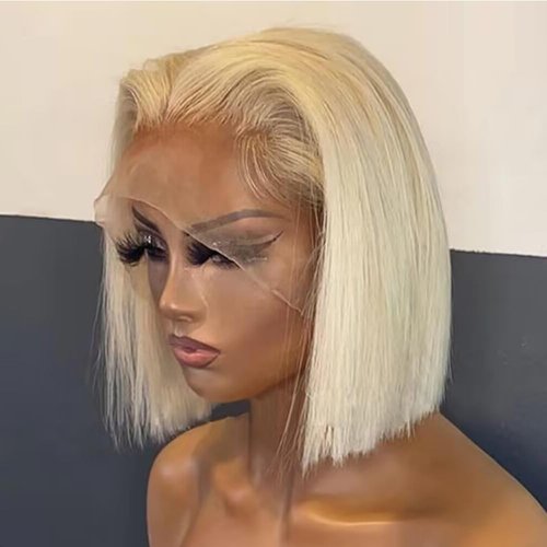 Honey Blonde 613 Bob Wig Human Hair HD Transparent 13X4 Straight Bob Lace Front Wigs Human Hair Wear and Go Glueless Wig Human Hair Pre Plucked 613 Blonde Short Bob Lace Frontal Wigs For Black Women