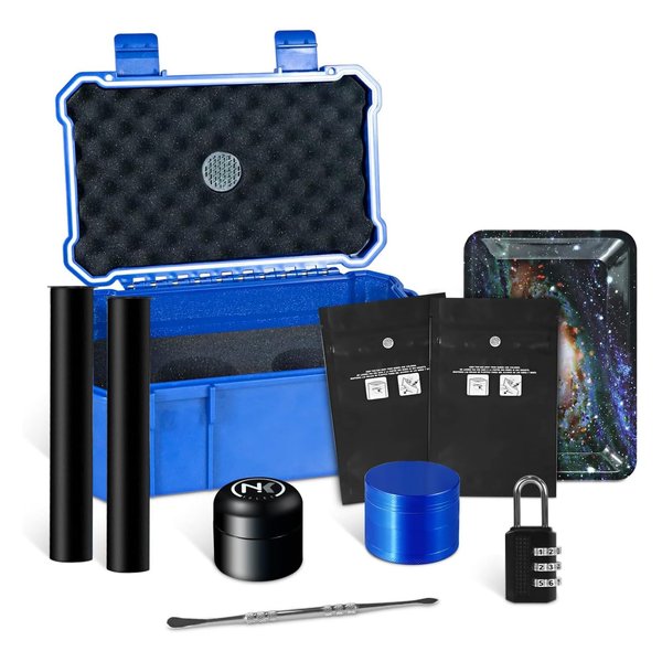 NKTOLEE Blue Storage Box ABS Plastic Storage Container with Lock - Smell Proof Waterproof Box Suit for Travel Storage Box Smell Proof Humidor Box