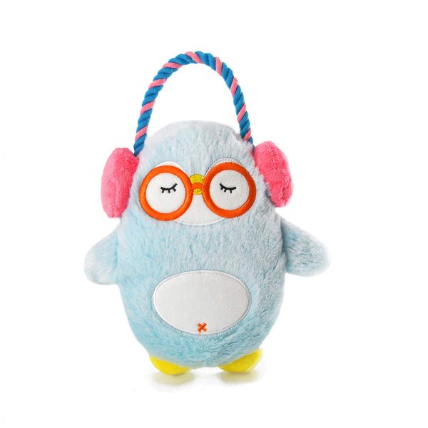 HugSmart Pet – Melody Bros | Squeaky Plush Rope Tug Dog Toy with Less Stuffing - Penguin
