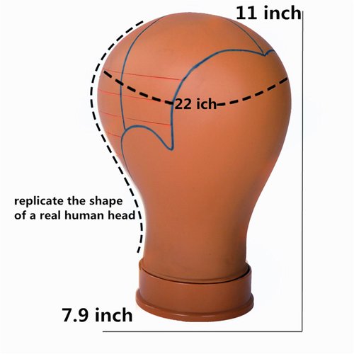 COMMGOAL Mannequin Head for Wigs with Guide Lines, Pre-Marked Wig Head for Wig Making and Styling, Compatible with Wig Stand, Sturdy for 10 Years, 22 Inch, Brown