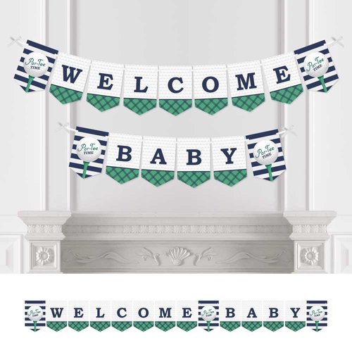 Big Dot of Happiness Par-Tee Time - Golf - Baby Shower Bunting Banner - Golf Party Decorations - Welcome Baby