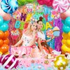 Candyland Birthday Party Decorations Sweet Candy Christmas Birthday Balloon Garland Kit Pastel Happy Birthday Banner Backdrop Tablecloth Hanging Swirls Rainbow Lollipop Party for Girl Kid Boy Supplies