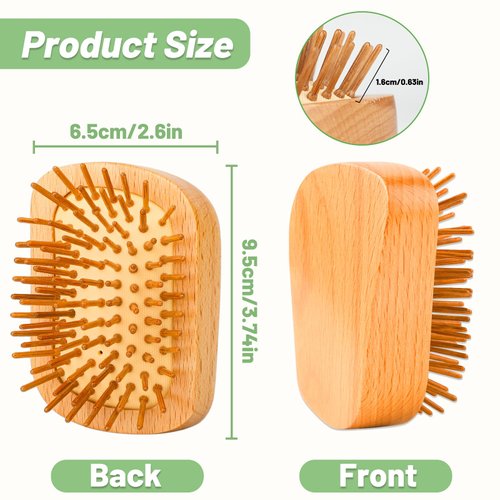 JiedHiur Wooden and Bamboo Hair Brush, Natural Material Air Cushion Brush Detangling Brush for Women, Men and Kids, Massager Hair Brush for Hair Growth