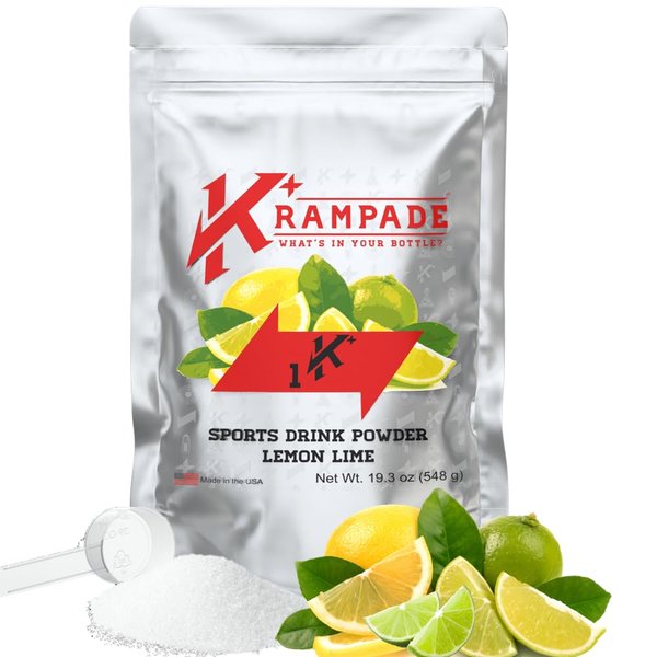 Krampade Electrolytes Powder Potassium Supplement - 2000 mg K+, 2X More Than Coconut Water | Cramp Relief and Prevention | Hydration Powder (Lemon Lime)