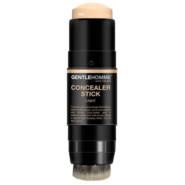 Gentlehomme Men's Concealer Stick with Brush for Dark Circles Eraser, 4 Shades, Light