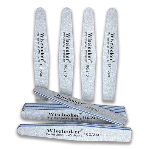 12 Pack Zebra Nail File Professional Washable Emery Board 180/240 Grit for Acrylic Nails