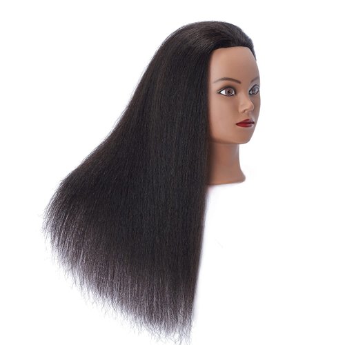 Headstar Mannequin Head 100% Real Hair 16" Afro Training Head Mannequin Doll Head Manikin Head Styling Training Head Cosmetology Doll Head Hair for Practice Cutting Braiding with Clamp Stand