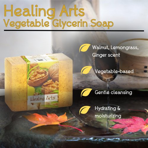 Glycerin Bar Soap Healing Arts Scent - Natural, Vegan-Friendly, Hypoallergenic - Moisturizing and Hydrating with 100% Vegetable Glycerin - Sulfate-Free, Paraben-Free, Chemical-Free - 4.5 oz