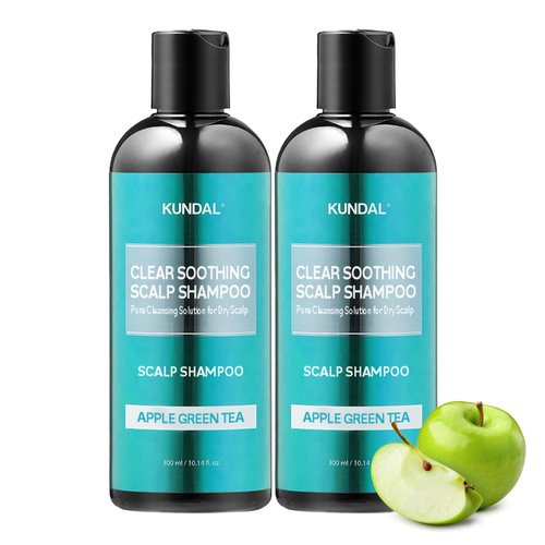 Kundal Pro Deep Cleansing & Oily Scalp [Apple Green Tea] Hair Shampoo - Sensitivity Care, Reduce Flakes, Relieves Scalp Shampoo 600ml (10.8 Fl Oz x 2ea)